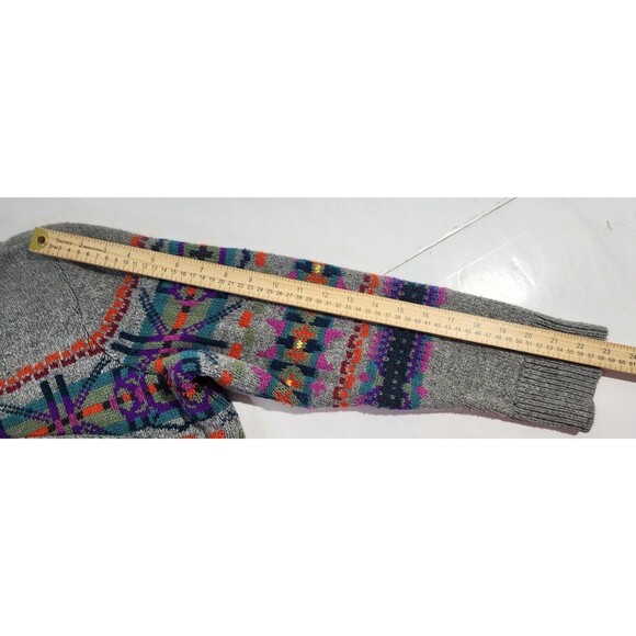 Chaps Fair Isle Sweater XL Cotton Blend Vintage Gray Crew Neck Womens Size 1X - Picture 13 of 15